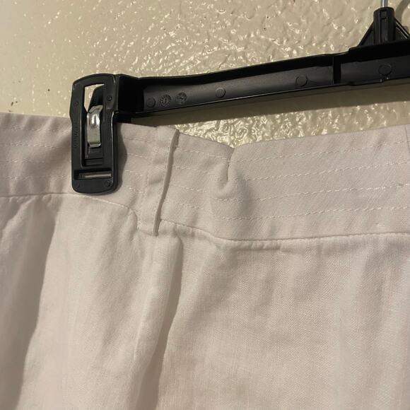 Lafayette 148 White 100% Linen Shorts Size 12 Classic Minimalist Tailored - Picture 7 of 10